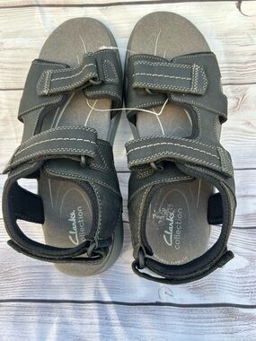 Clarks Walkford Walk Black Adjustable Double-Strap Comfort Sandals